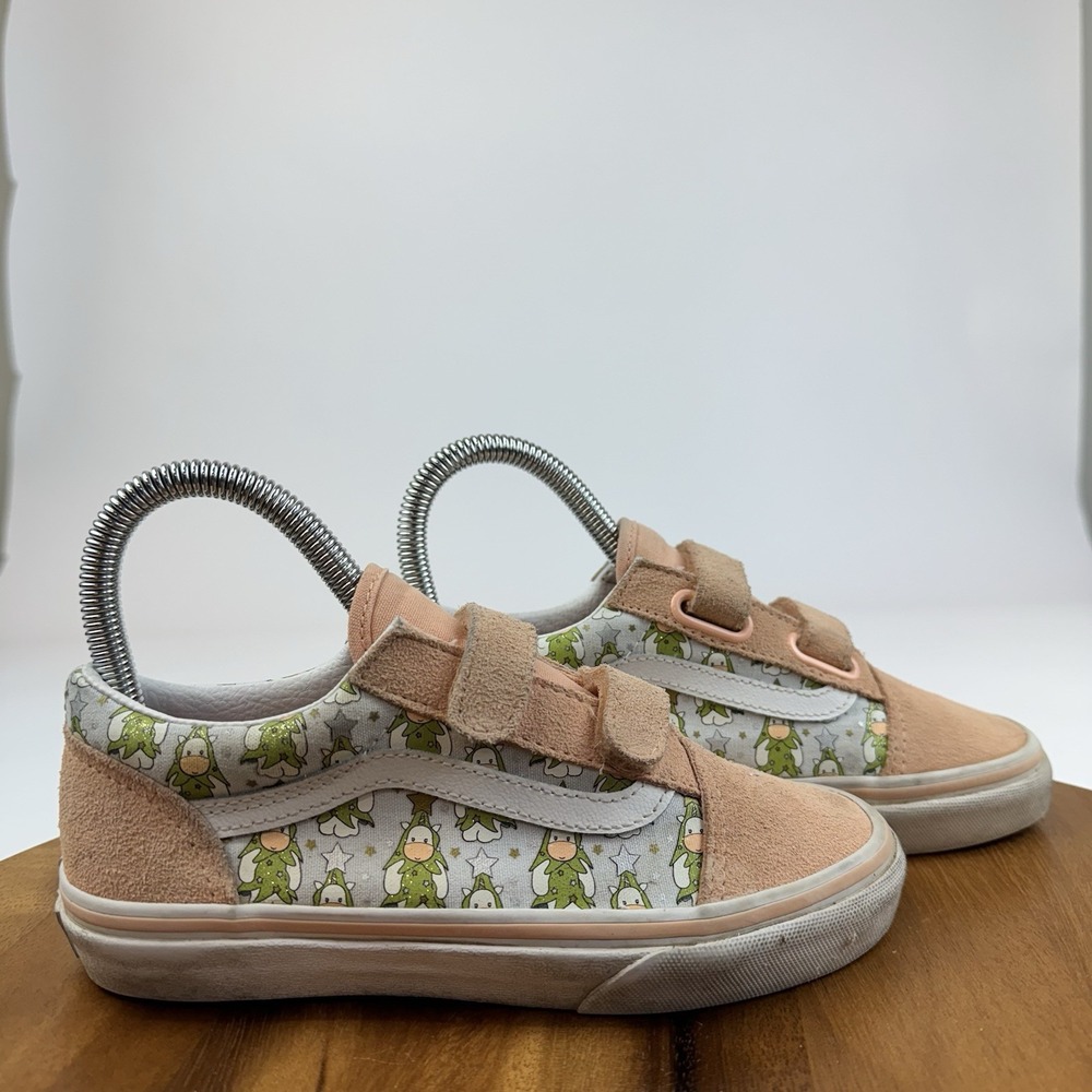 Big Kids Girls Vans‎ Old Skool V Holiday Christmas Tree Pink Sneakers Size 2 Y